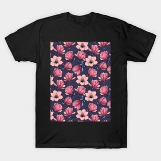 Magnolia garden in pink and blue T-Shirt